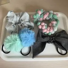 カラフルヘアゴム・シュシュ5点セット