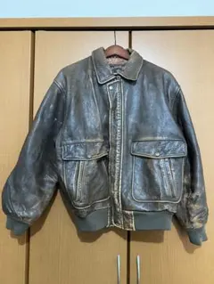 ダークブラウン レザージャケット ボンバー　ヴィンテージ