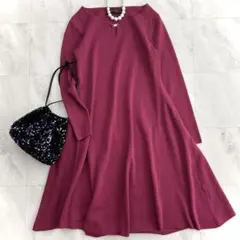 美品ジュエルチェンジズ ユナイテッドアローズウール混 ニット ワンピースボルドー