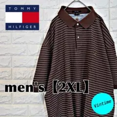 y321【TOMMY HILFIGER】刺繍ロゴ半袖ポロシャツ【メンズ2XL】