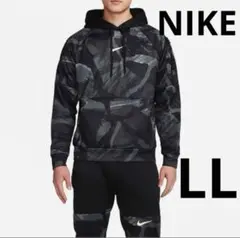 【NIKE】LLナイキ TFカモL/S フーディAOPブラックスウェットパーカー