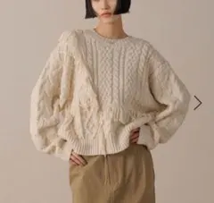 ローリーズファーム☆フリンジケーブルショートニット