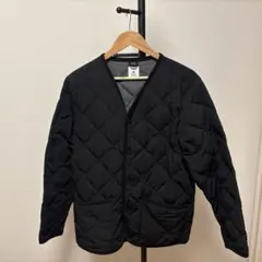 【タイオン】Vネックキルティングジャケット/ダウンカーディガン【黒】