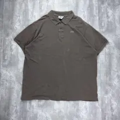 ラコステ フランス製 刺繍ロゴ 鹿の子ポロシャツ グレー L相当 6657