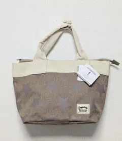 あにまに様　トートバッグ ミニトート ハンドバッグ 星柄 ランチ　ベージュ