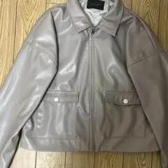 レザージャケット　グレーベージュ