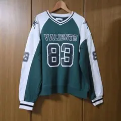 WEGO キッズ スウェットトレーナー グリーン/ホワイト フリーサイズ