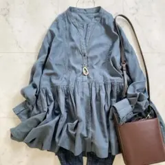 美品　グリーンレーベルリラクシング　結論シリーズ　全方位映えブラウス　秋色　濃緑