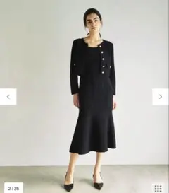 グレースコンチネンタル　ツイードニットマーメイドワンピース　カーディガン　セット