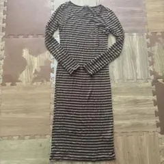 FOREVER 21 長袖 ボーダー ロングワンピース