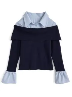 (新品未使用)シャツドッキングオフショルダーニットトップス