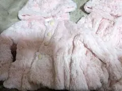 mezzo piano ピンクフリース フード付きコート2着セット130✕135