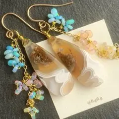 14kgf レア⭐︎テルナテモスアゲート×エメラルド ピアス イヤリング