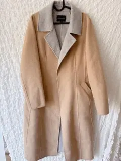 ベージュ ノーカラー ロングコート　バナナパブリック