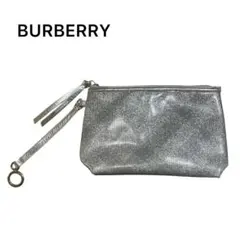 【未使用保管品】　バーバリー　BURBERRY ポーチ　シルバー　ラメチェック