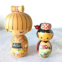 創作こけし 2点セット 昭和レトロ 民芸品　愛らしいのサムネイル