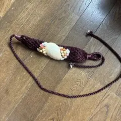 ダークレッド 編み込みベルト 天然素材