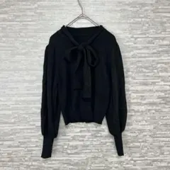 グレイル✨ボウタイニット セーラーカラー 黒 M 長袖リボン レディース 可愛い