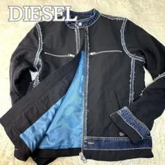 希少DIESEL Y2K ヴィンテージ デニム切替 シングルライダースジャケット