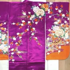 花柄着物 七五三 和装 紫 レトロ リメイク アンティーク - メルカリ