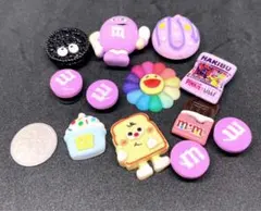 ジビッツ　お菓子セット　パープル　サンダル 飾り　アクセサリー　チャーム　12p