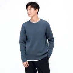 UNIQLO クルーネックニットセーター ブルー　M