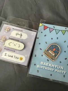 EXO ベッキョン/BAEKHYUN ぬいぐるみ&ピンバッジセット - メルカリ
