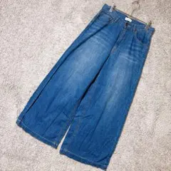 6463 レプシィ厶 デニムパンツ M 青 ワイドパンツ リネン混 ゆったりのサムネイル