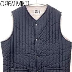 【OPEN MIND】メンズ　キルティングベスト　ネイビー　スナップボタン