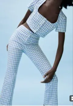 ZARA ギンガムチェックミニフレアパンツ