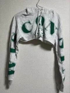 H&M グレー クロップドパーカー グリーンプリントのサムネイル