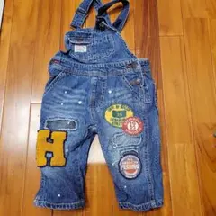 刺繍パッチ付きデニムオーバーオール 80cm