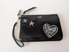 Victoria's Secret 黒のポーチ 星とハート刺繍