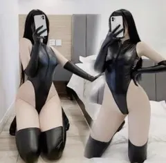 L　豪華３点セット マットブラック ボンデージ レースクイーン 小悪魔 女王様