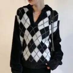 BLACKUP アーガイルニット Y2K 韓国