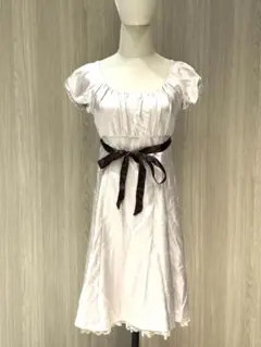 【*m様 LEST ROSE ホワイト半袖リボン付きワンピース