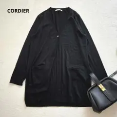 コルディア　Vネックウールニットカーディガン　ロング丈　薄手　体型カバー　L相当