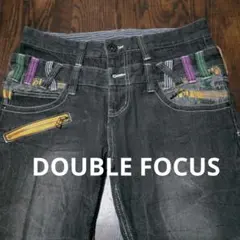 希少 DOUBLE FOCUS ダブルウエスト デニム グレー Y2K ギミック