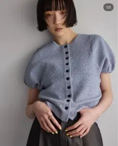 ジャガードパフスリーブカーディガン
