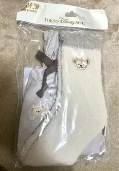 新品未使用 東京ディズニーシー ダッフィー ルームソックス 巾着付