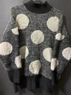 FOUR SEASONSハイネック水玉デザインニット　セーター　M〜L