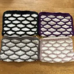 ハンドメイドポーチ　薄ピンク×白