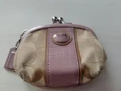 COACH シグネチャー がま口 コインケース ピンク