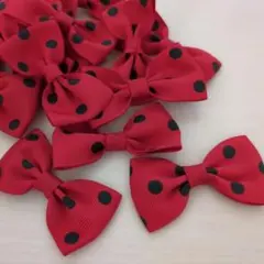 デコパーツ グランリボン ドットリボン レッド 10個 匿名配送