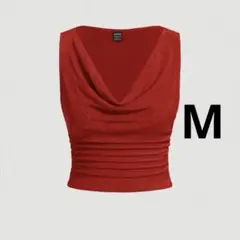 SHEIN カウルネック ノースリーブ トップス レッドのサムネイル