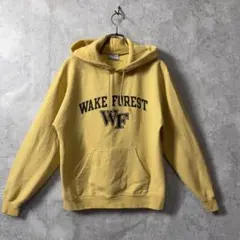 チャンピオン カレッジプリント スウェットパーカー 袖ロゴ イエロー 黄色 M