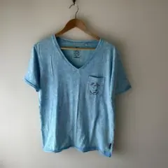 O'Neill オニール　Vネック　半袖　Tシャツ　水色　プリント　綿　Mサイズのサムネイル