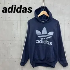 adidas アディダス 90s スウェットパーカー デカロゴ カナダ製 L 紺