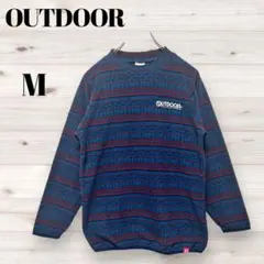 OUTDOOR PRODUCTS 総柄 長袖　M フリース ネイビー アウトドア