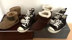 キッズ ムートンブーツ ブラウン コンバース　スニーカー　セット　姉妹お揃い